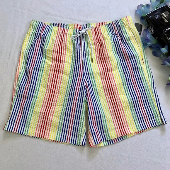 Lands' End NWT Seersucker Volley Swim Trunk Men Various - Picture 2 of 15